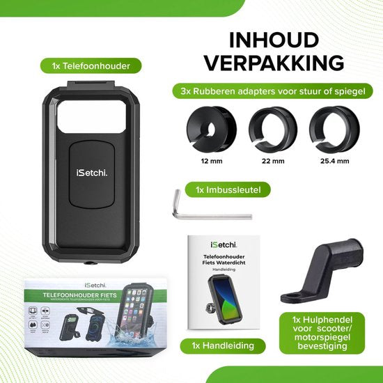 iSetchi Handyhalterung Fahrrad - Wasserdicht - Anti-Schock - schwarz