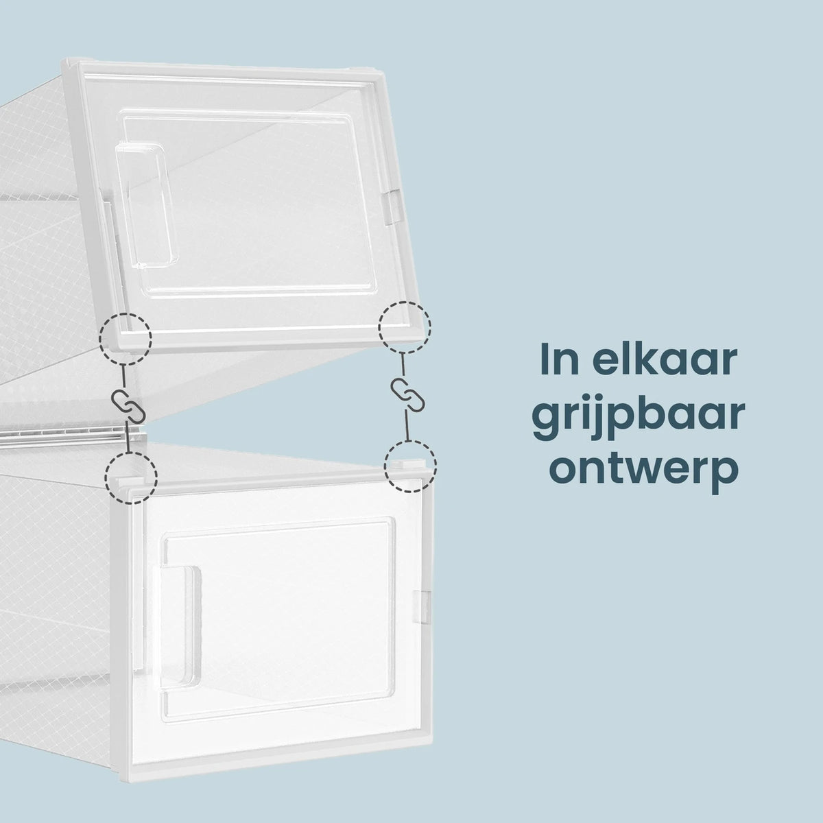 Joyfurnos stapelbare Schuhaufbewahrungsboxen, 18 Stück – transparent-weiß – 35 x 25,2 x 19 cm