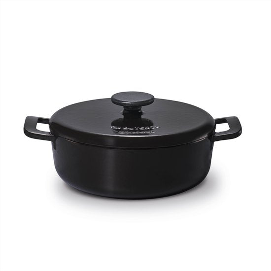 Brabantia The Dutch Oven XL Schmortopf 28cm - Hochwertiges Gusseisen - 100% PFAS frei - Doppelte Antihaftbeschichtung - RETRO - Induktion geeignet - Nachtblau