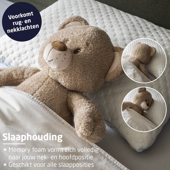 BREND BR-2233 CloudComfort Kopfkissen für Rücken-, Bauch- und Seitenschläfer - 50 x 70 cm - Memory Foam - mit kühler Seite und verstellbarem Komfort - Weiß