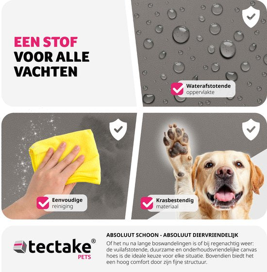 Tectake Hundeautositz Milow - Mit Sicherheitsleine - Fürs Auto - Hundekorb - Bequem und sicher - 55x50x29cm - Grau