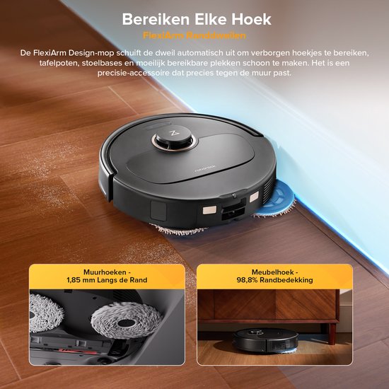 Roborock Qrevo S5V – Roboterstaubsauger mit Ladestation – 12.000 Pa Saugkraft – FlexiArm – Wischen – Reaktive Hindernisvermeidung – Doppelte Anti-Verfilzungsfunktion – Warmlufttrocknung – Hindernisvermeidung und intelligente Navigation – Schwarz
