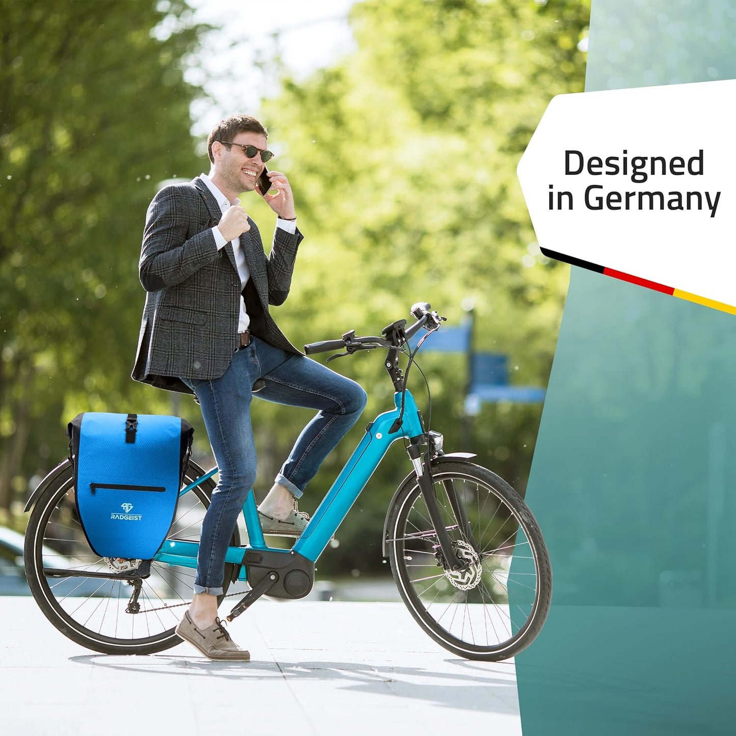 RADGEIST Fahrradtasche - Für Fahrradträger - Wasserdicht - Mit Reflektoren - 28 Liter - Blau