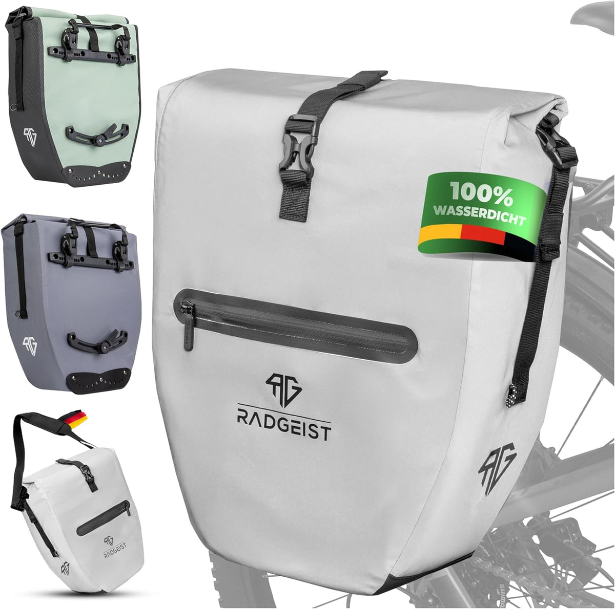 RADGEIST Gepäckträgertasche für Fahrradträger - Tasche für Fahrradträger - Gepäckträgertasche wasserdichte Umhängetasche (Reflektierend 28L, Single)