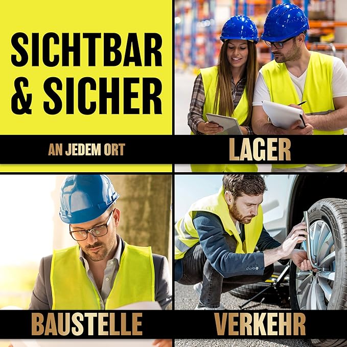 HELDENWERK Sicherheitsweste fürs Auto, 2er-Set Erwachsene - Reflektierende fluoreszierende Sicherheitsweste 2026 - Autoweste, Pannenweste, EU-zertifiziert