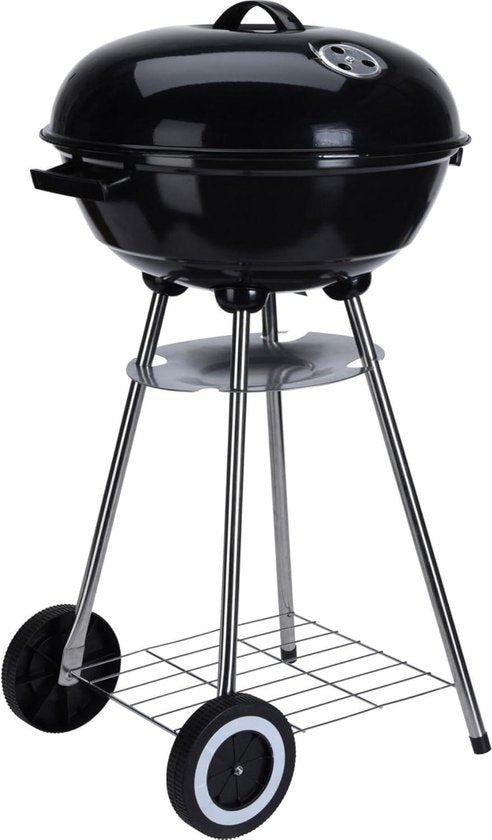 Kugelgrill Holzkohlegrill auf Rädern 46 cm Schwarz