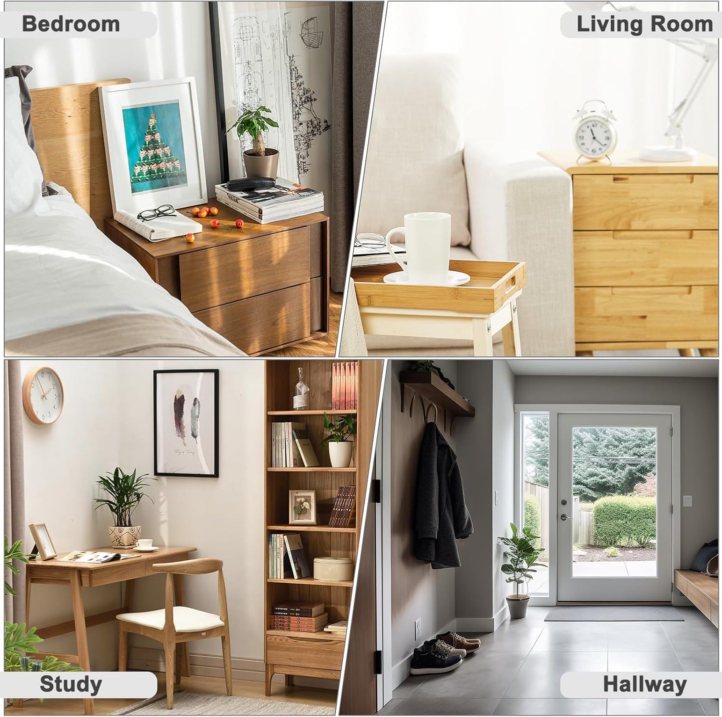 Woltu 2x Nachttisch mit USB und Steckdose - Weiß - 25 x 30 x 60 cm - Kompaktes und modernes Design