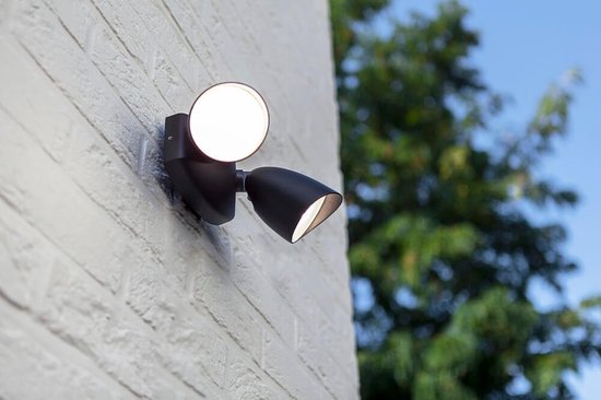 LUTEC Shrimp – LED-Sicherheitswandleuchte für den Außenbereich – Tag-/Nacht-Sensor – Hochwertiges Aluminium – Zweikopfausführung – 1700 lm starkes Licht – 4000 K hellweißes Licht – Mattschwarz