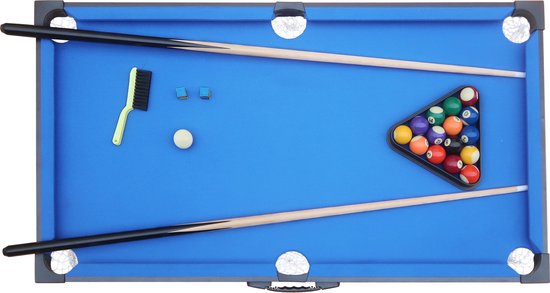Cougar Pool Table Mini Portable Schwarz/Blau - Handlicher Griff - Inkl. Bälle - 118x64x12cm