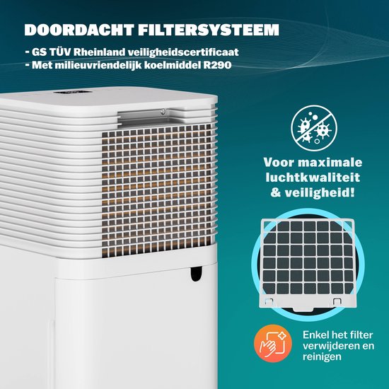 Monzana Luftentfeuchter - 12L/Tag Leise <38 dB 200W 20m² Räder - Weiß