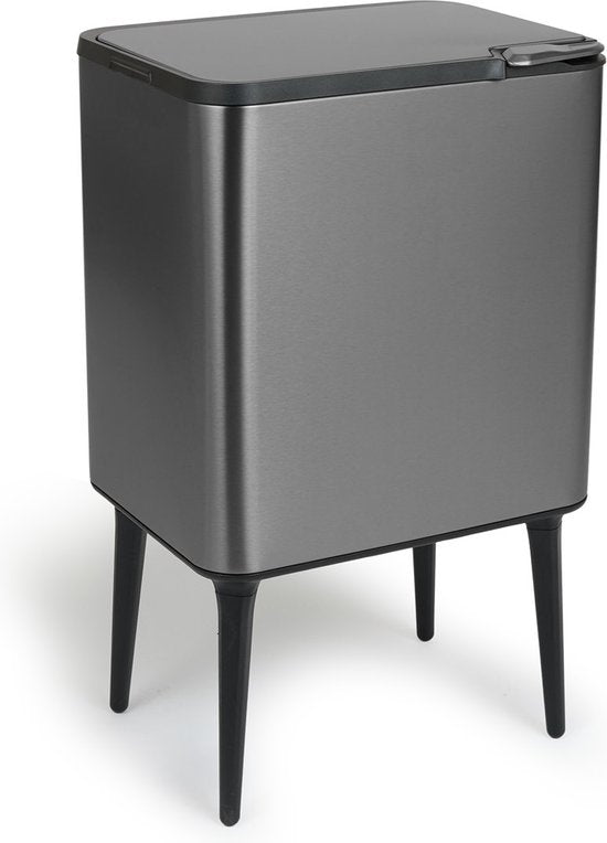 Umuzi Cleaning Push bin Mülleimer - 36 Liter - Metallic grau - 48 x 38 x 54,5 cm