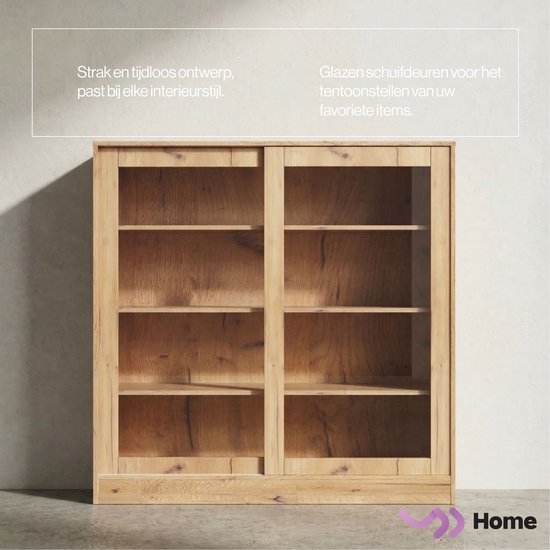 VDD Home – Vitrine mit Glas – Sideboard – 120 x 120 x 37 – Holz