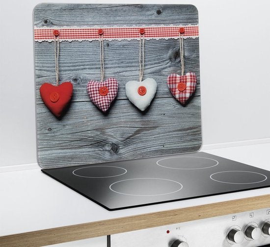 Glasplatte für den Herd HEARTS – groß, 50 x 56 cm, WENKO