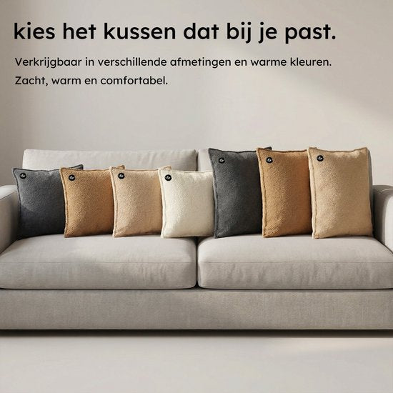 Wärmekissen - 3 Wärmestufen - Wärmekissen wiederaufladbar - 10k mAh Powerbank - Kabellos - Wärmekissen - 40 x 40 cm - Bouclé Off-white - Saaf Comfort