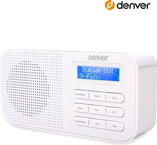 Denver DAB-Radio - Küchenradio - FM-Radio - Tragbares Radio - Batterien & Netzanschluss - DAB42 - Weiß