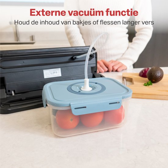 AoraKitchen Vakuumierer - 6 Funktionen - Inkl. 20 Vakuumbeutel & Vakuumschlauch - Schwarz