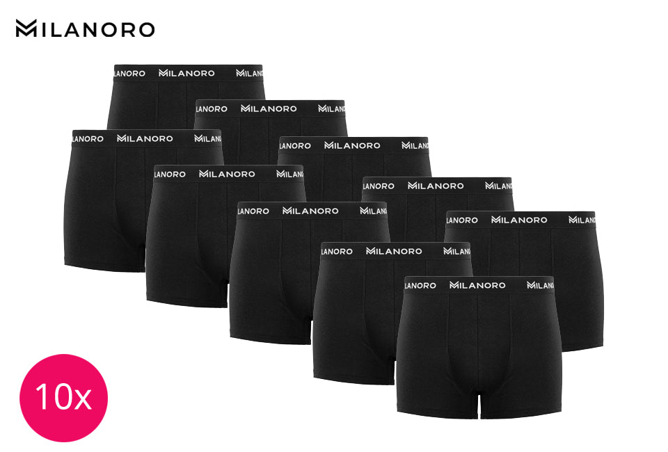 Milanoro - 10er-Set Boxershorts aus Baumwolle - Schwarz - Größe S - Comfort Fit
