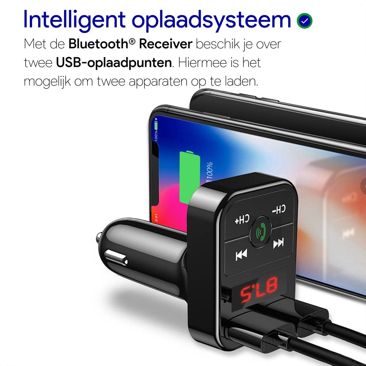 Bluetooth FM Transmitter - Bluetooth-Empfänger für das Auto - USB - Freisprecheinrichtung für das Auto