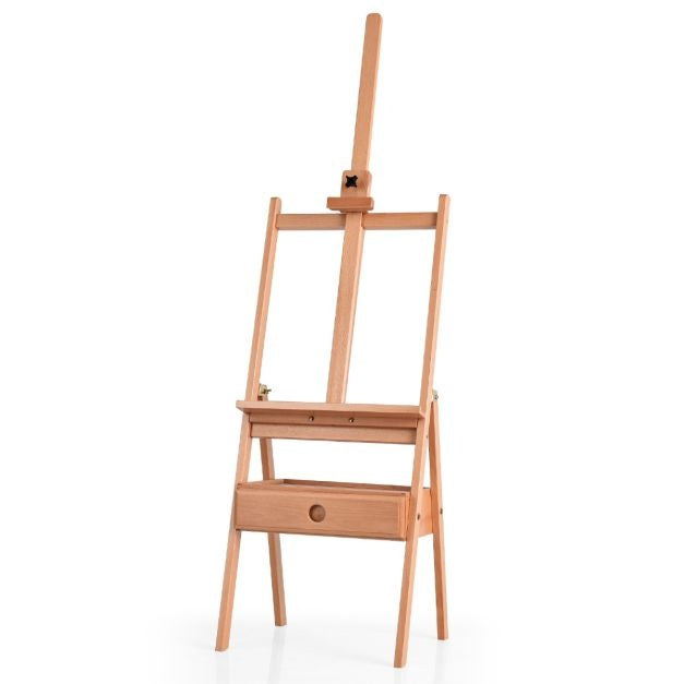 Coast Art-Ezel Floor Painter's Easel mit Schublade aus Buchenholz Painter's Easel mit verstellbarem Regal Natur