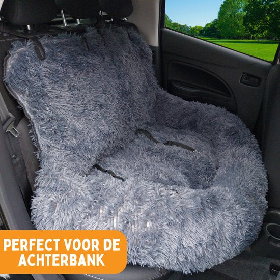 By Cee Cee Autositz Hund Deluxe - Hundekorb Auto mit Sicherheitsgurt - Autokorb Hund - Hundesitz - Autositz - Dunkelgrau - Größe L