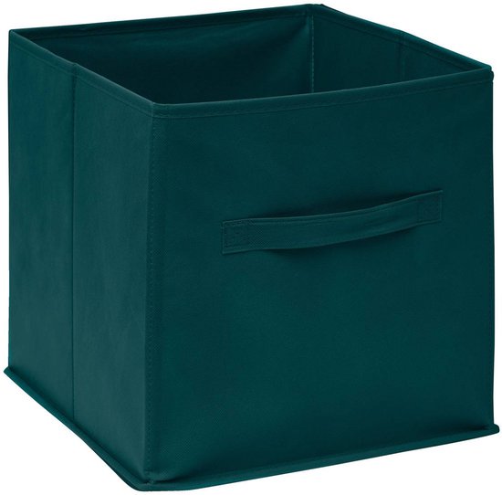5Five Aufbewahrungskorb/Schrankkorb – Smaragdgrün – 31 x 31 x 31 cm – 29 Liter – Körbe für Regale – Stoff mit verstärktem Boden – Zusammenklappbar