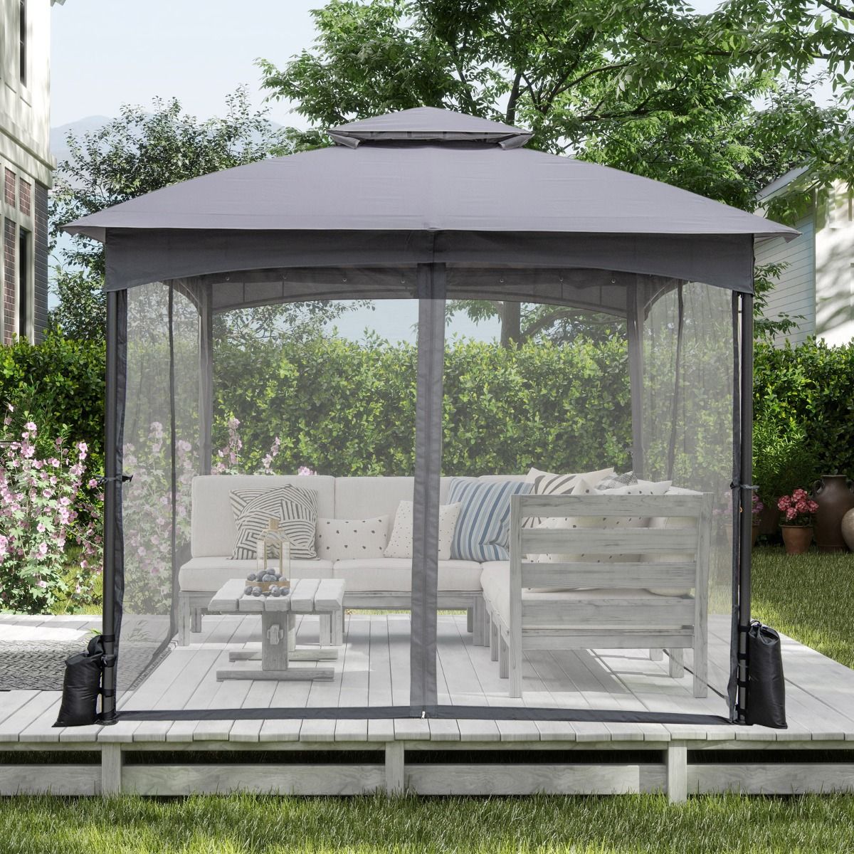 Coast Gartenpavillon – Doppeldach – Moskitonetz – 3 x 3 m – Khaki