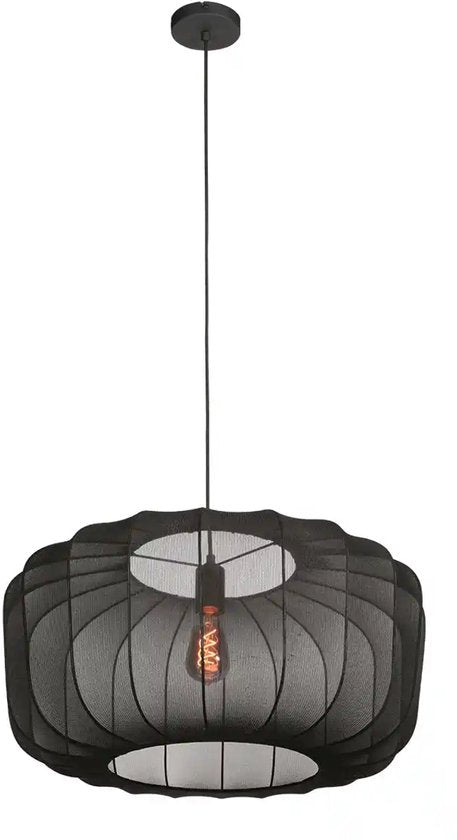 Anne Lighting – Hängeleuchte – Sable – schwarz – Leinen und Metall – Ø 60 cm – E27 – 4193ZW