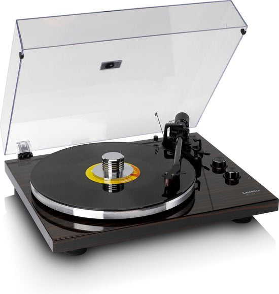 Lenco Plattenspieler mit Bluetooth - Ortofon 2M Red Cartridge und Anpressgewicht - Lenco Expertise Linie - LBT-345WA - Braun