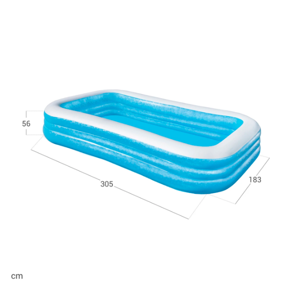 Bestway Familienpool, blau, rechteckig, 305 x 183 x 56 cm