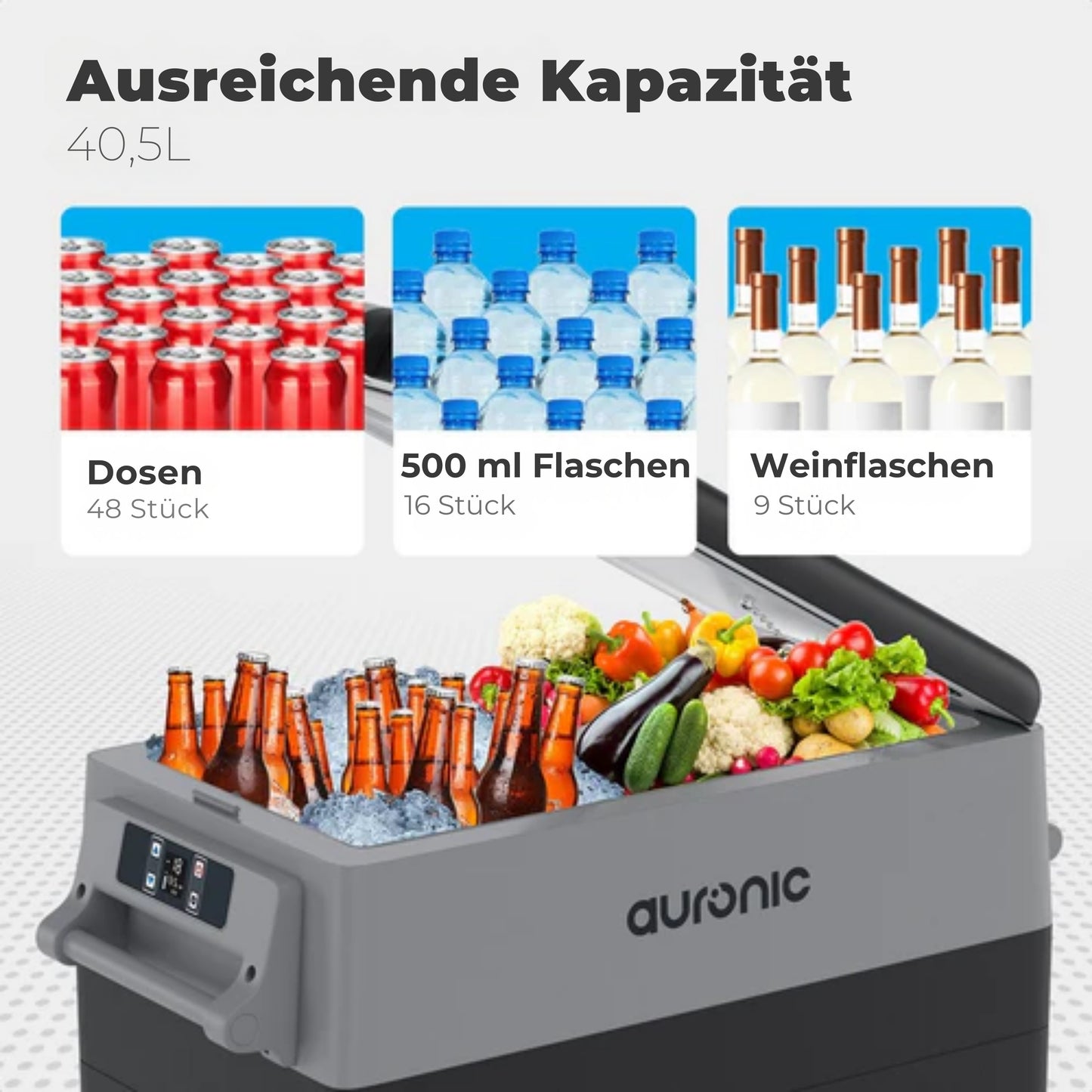 Auronic Kühlbox - 40.5L - 12V und 240V - Grau