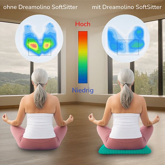 Dreamolino Soft Sitter Sitzkissen - 2 Stuks – Bequemes Gel-Kissen mit atmungsaktivem Waben-Design – Druckverteilend & atmungsaktiv – Für Stühle, Auto, Bürostühle & im Freien – 42 × 37 × 3,5 cm