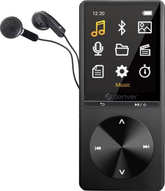 Denver MP3 / MP4 Player - Inkl. Ohrhörer - Bluetooth - USB - bis zu 128GB - Sprachaufzeichnung - Schwarz
