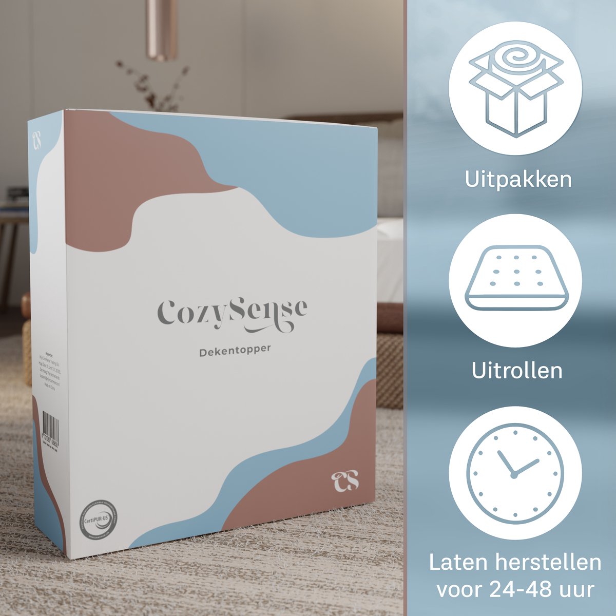 Cozysense Topper 120 x 200 – Memory-Schaum-Matratzenauflage mit gelinfundierter Eierkarton-Struktur – 3 cm – Weiß