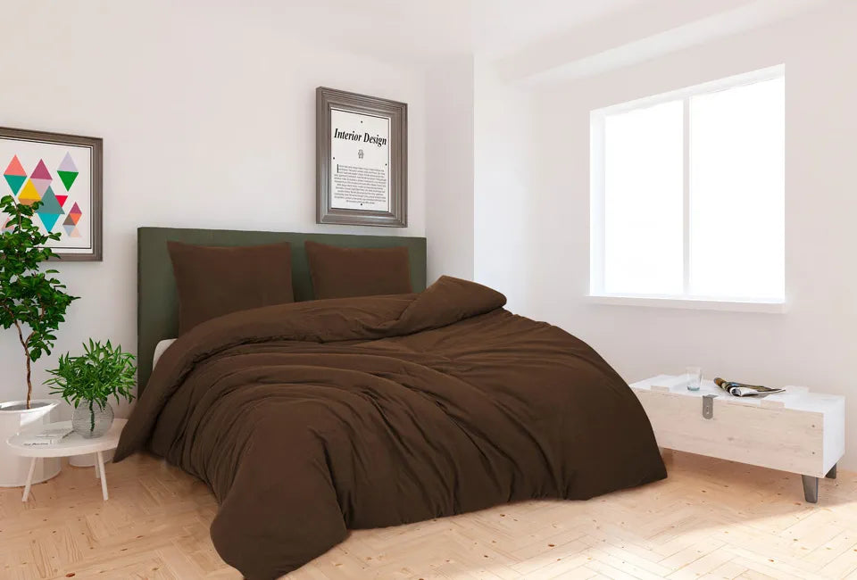 DoubleDry Soft Collection Bettwäscheset für Einzelbetten 240 x 200 cm – Flanell-Baumwolle – Braun