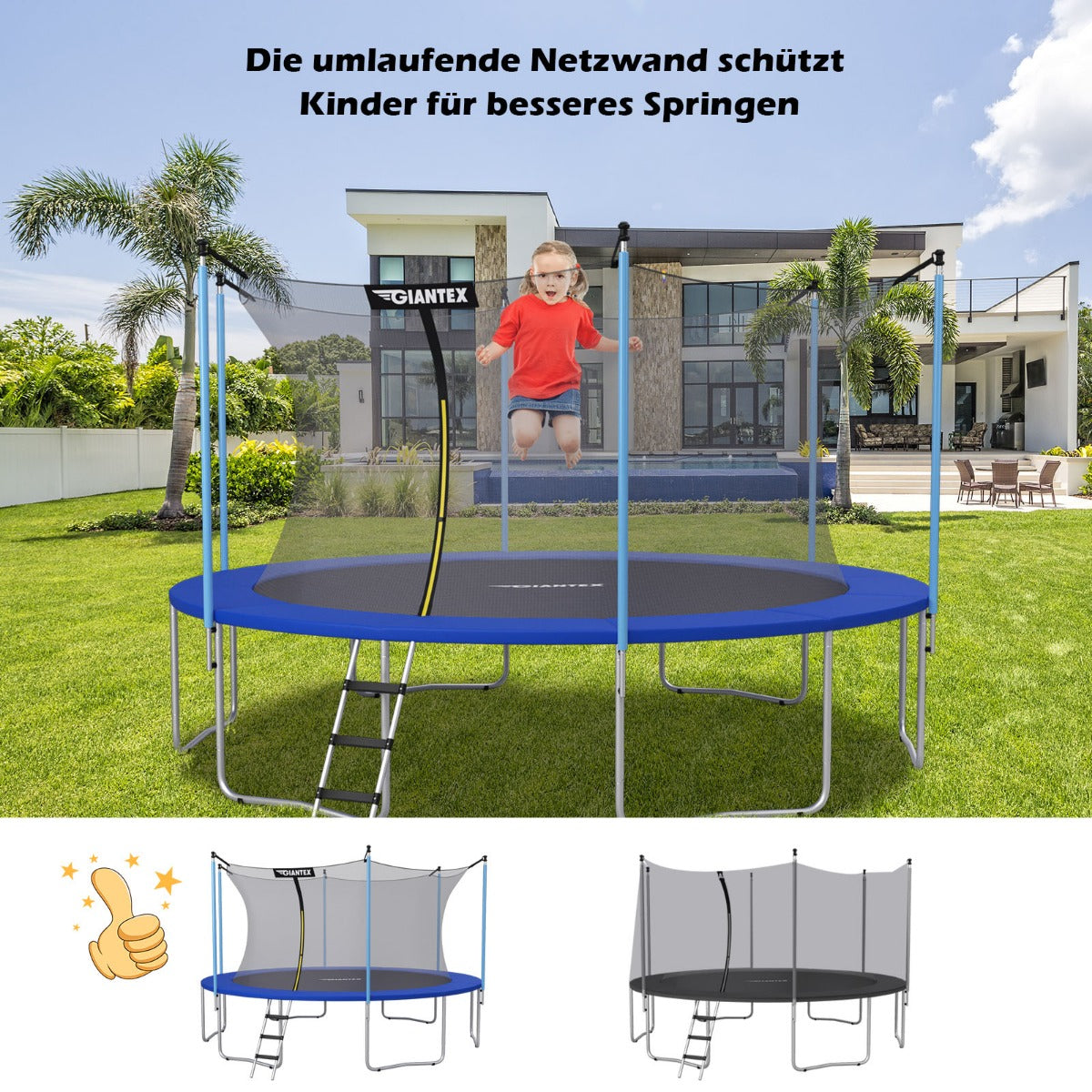 Coast Sicherheitsnetz für Trampolin Ø487 cm x 180 cm - Schwarz