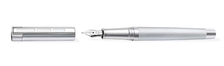 Staedtler Füllfederhalter Initium Metallum M - Silber, 14 cm - Inklusive luxuriöser Geschenkbox