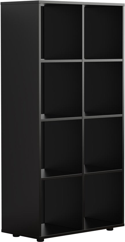 VDD - Bücherregal - Wandschrank - Aufbewahrungsschrank - Schwarz - 8 Fächer