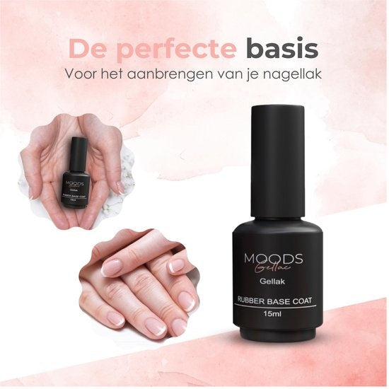 Moods Gellac - Rubber Base Coat - Nagellak - Gellak Starterspakket - Nagels - Gellak Set - 15 ML