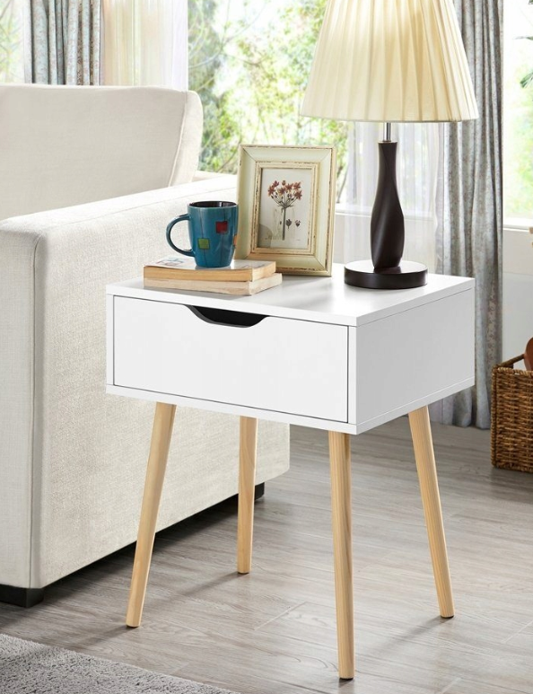 Yaheetech 2er-Set Nachttische mit Schublade – Weiß – 48,5 x 40 x 58 cm