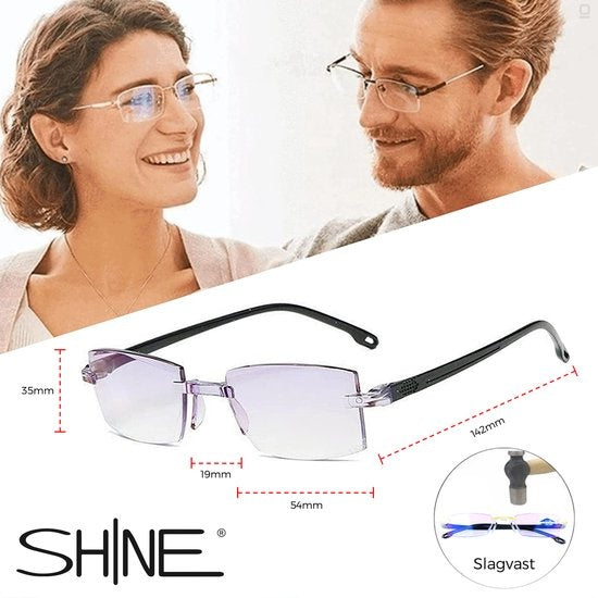 Shine Anti Blue Light Computerbrille 1.50 - Multifokale Displaybrille - Lesebrille für Damen und Herren - inkl. Zubehör