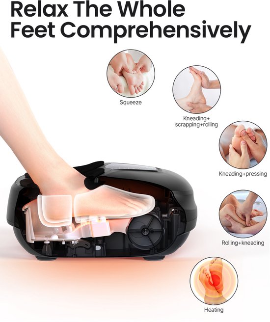 RENPHO Shiatsu-Fußmassagegerät FM058R - Kompaktes Design - Wärmefunktion - Einstellbare Intensität - mit Fernbedienung - Schwarz