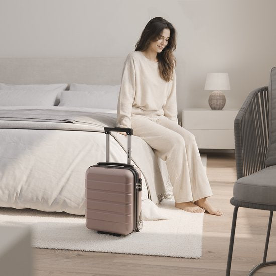 TRVLMORE Handgepäckkoffer – 40 x 30 x 20 cm – Unter-dem-Sitz-Koffer – 24 l – TSA-Schloss – 2 Rollen – Roségold