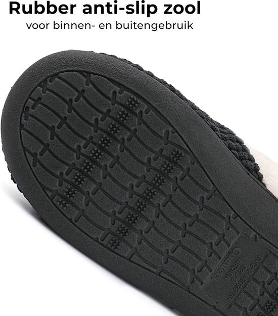 Hausschuhe Damen - Hausschuhe - Größe 40/41 - Schwarz/Grau - Rutschfest - Comfeet