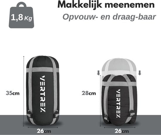Vertrex Peak Comfort Mumienschlafsack Extra Warm - Schlafsäcke Erwachsene - Camping - Schwarz