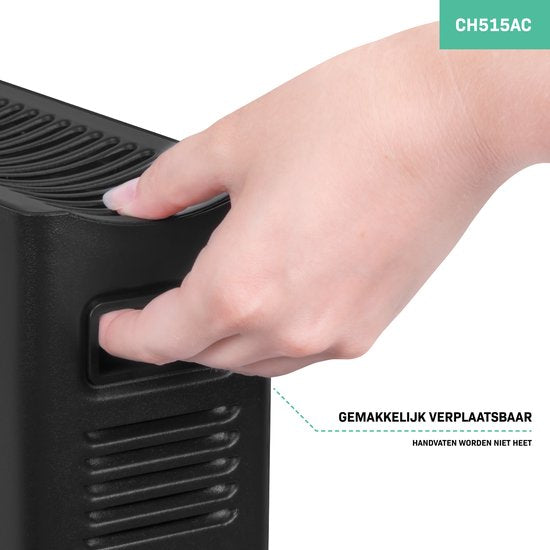 VONROC Elektroheizung - Konvektorheizung mit eingebautem Heizkörperlüfter - 2 Stufen: 1250W/2000W - Einstellbarer Thermostat - Beheizt Räume bis zu 24m2 - Modernes Design - Schwarz