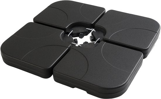 Brixy Sonnenschirmfliesen - Sonnenschirmfuß - füllbar bis zu 80kg - 50x50cm - 4 Stück - Sonnenschirmfliesen für Kreuzfuß - Schwarz