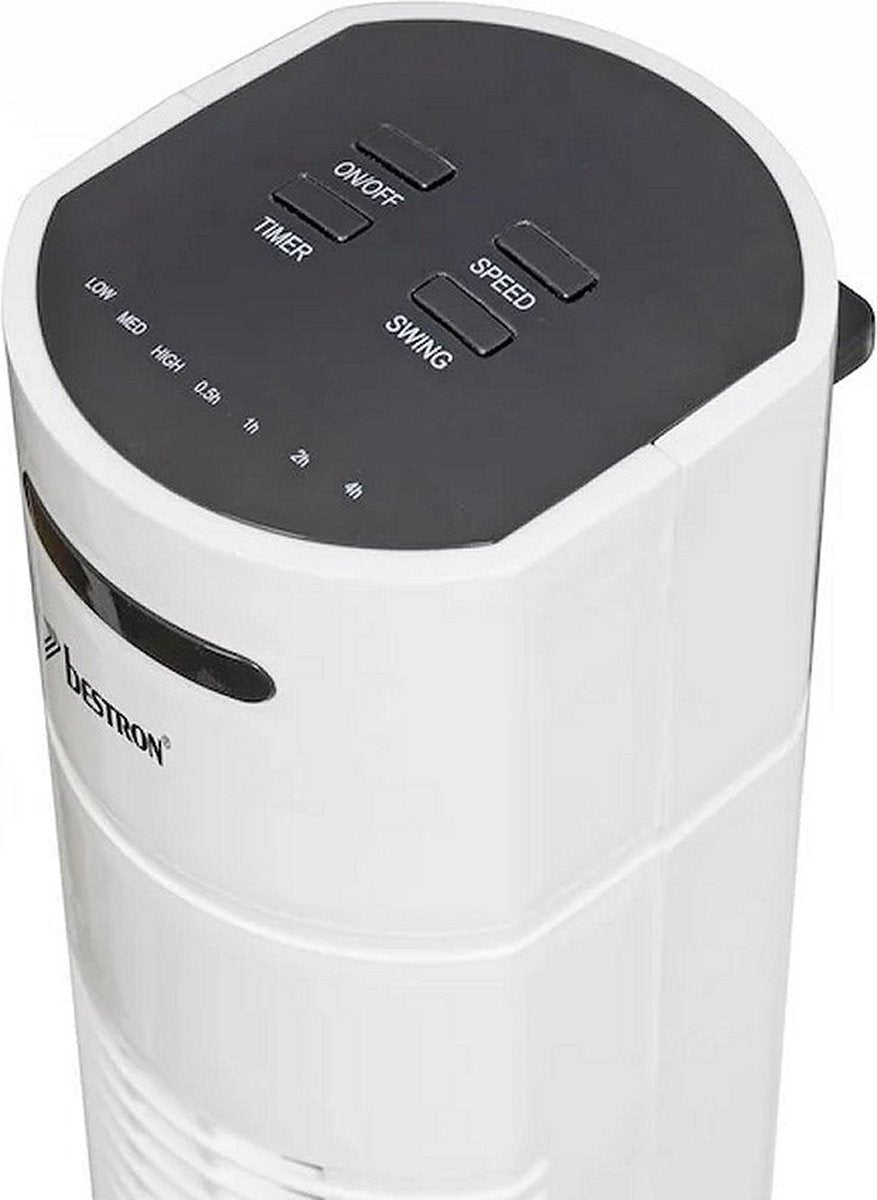 Bestron Turmventilator mit Fernbedienung, Ventilator mit 3 Geschwindigkeitsstufen & 75° Grad Drehfunktion, inkl. Timer, Höhe: 78 cm, 35W, AFT770WRC, Farbe: weiß