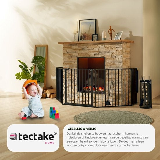 tectake - Kaminzaun Sicherheitszaun - Agni - 5 Elemente - stabil und sicher - 403569