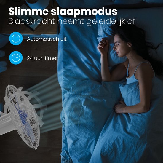 Auronic Tripod Fan - Standventilator mit Fernbedienung - Timer - 50W - 53dB - Weiß
