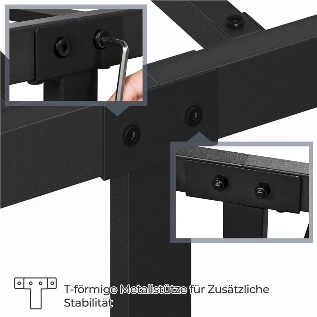Yaheetech Metallbettgestell – Lattenrost – 140 x 200 cm – 32,5 cm Stauraum – Schwarz